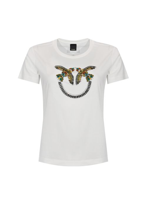 T-shirt Quentin con logo gioiello Bianco PINKO | 100535 A33FZ05
